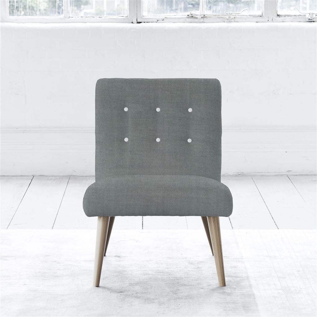 Eva Chair - White Buttons - Beech Leg - Brera Lino Zinc