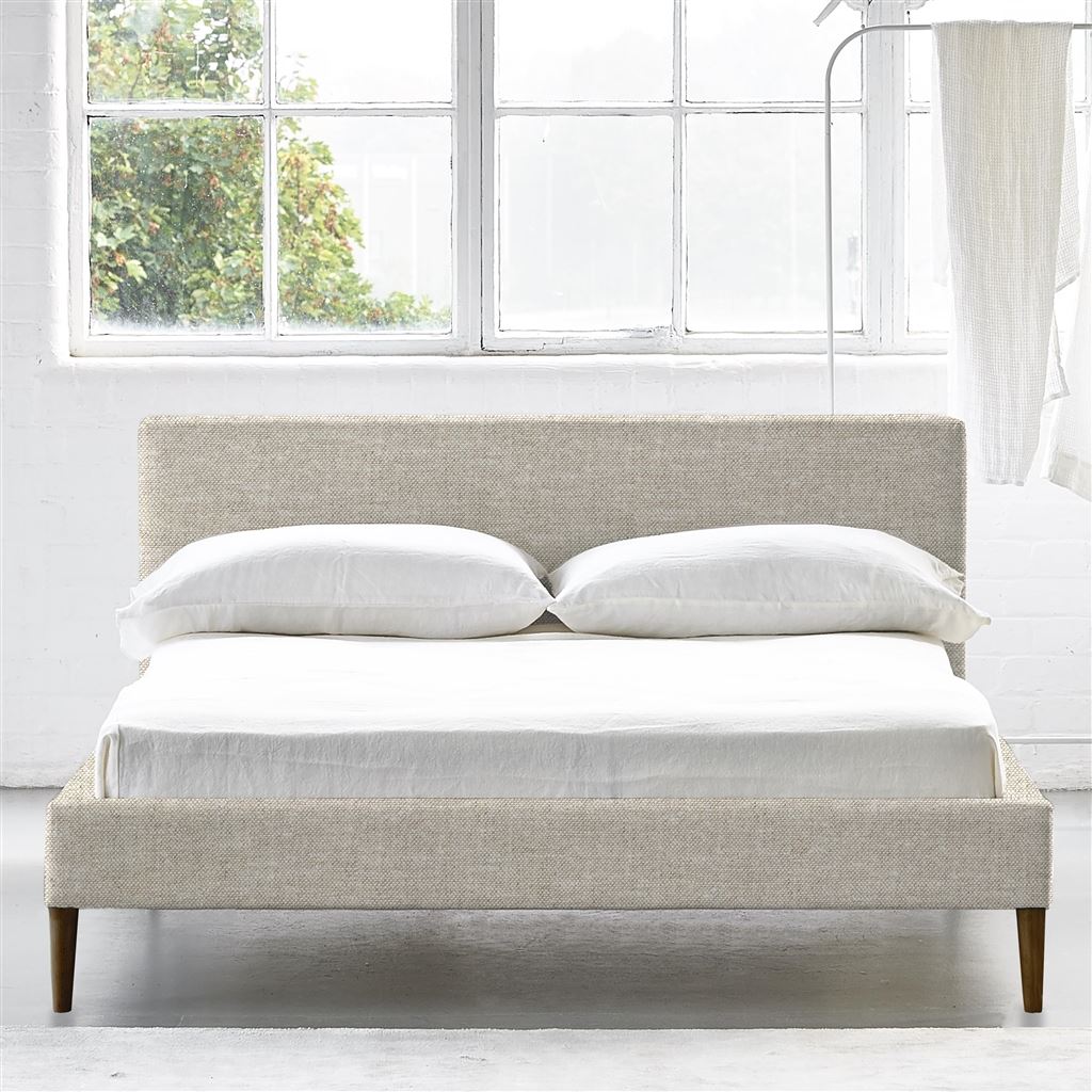 Square Low Bed -  Double  -  Walnut Leg  -  Conway Linen