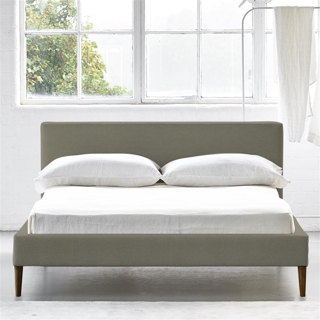 Square Low Bed -  Superking  -  Walnut Leg  -  Rothesay Linen