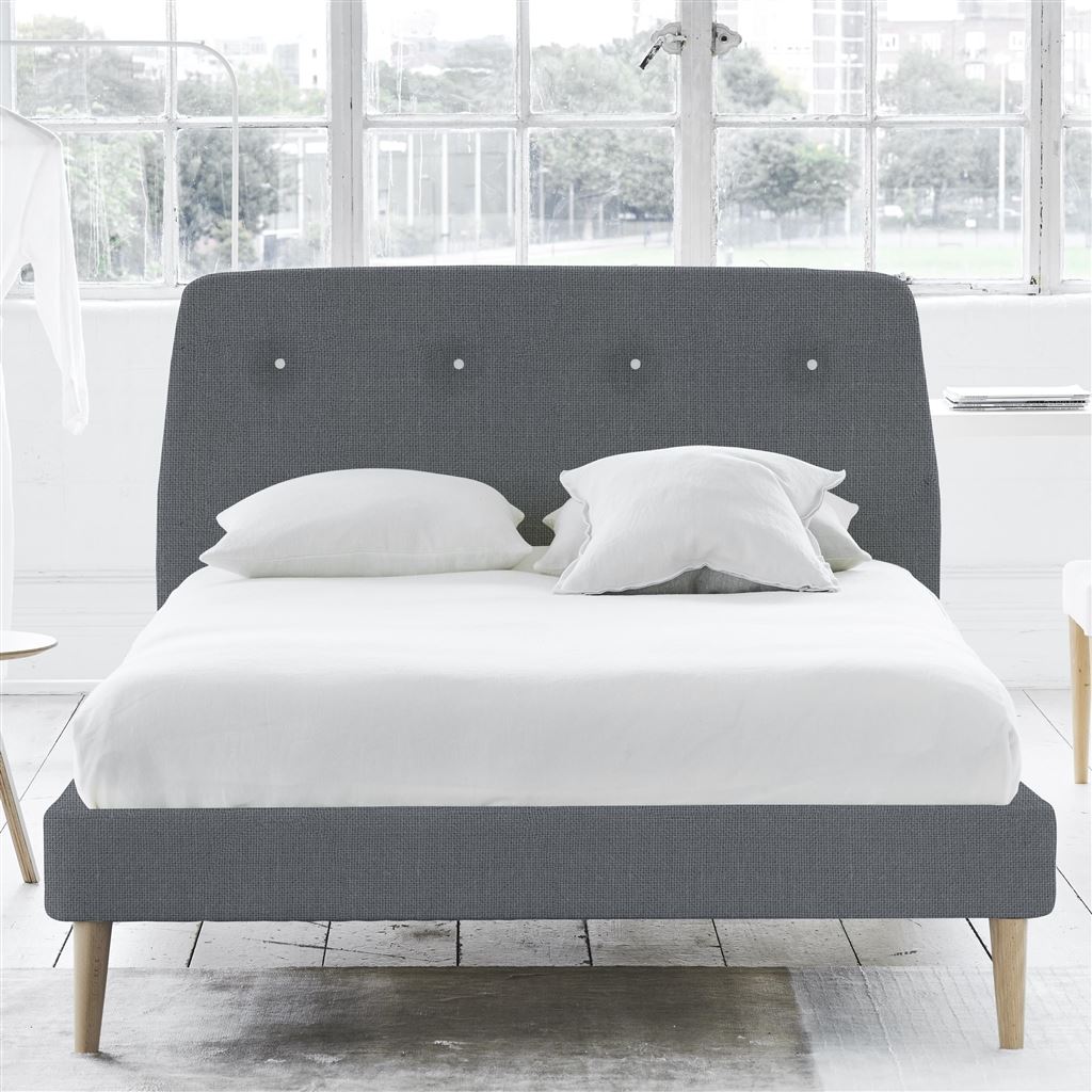 Cosmo Bed - White Buttons - Superking - Beech Leg - Conway Gunmetal