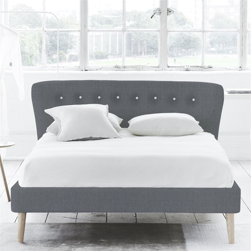 Wave Bed - White Buttons - Superking - Beech Leg - Conway Gunmetal