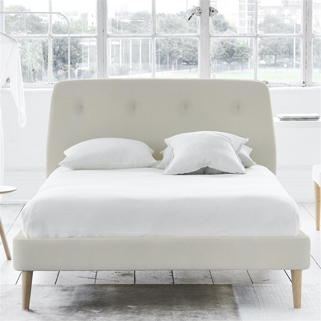 Cosmo Bed - Self Buttons - Superking - Beech Leg - Conway Ivory