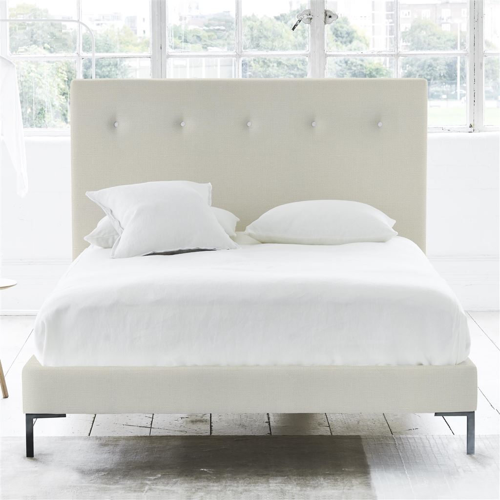 Polka Bed - White Buttons - Superking - Metal Leg - Conway Ivory