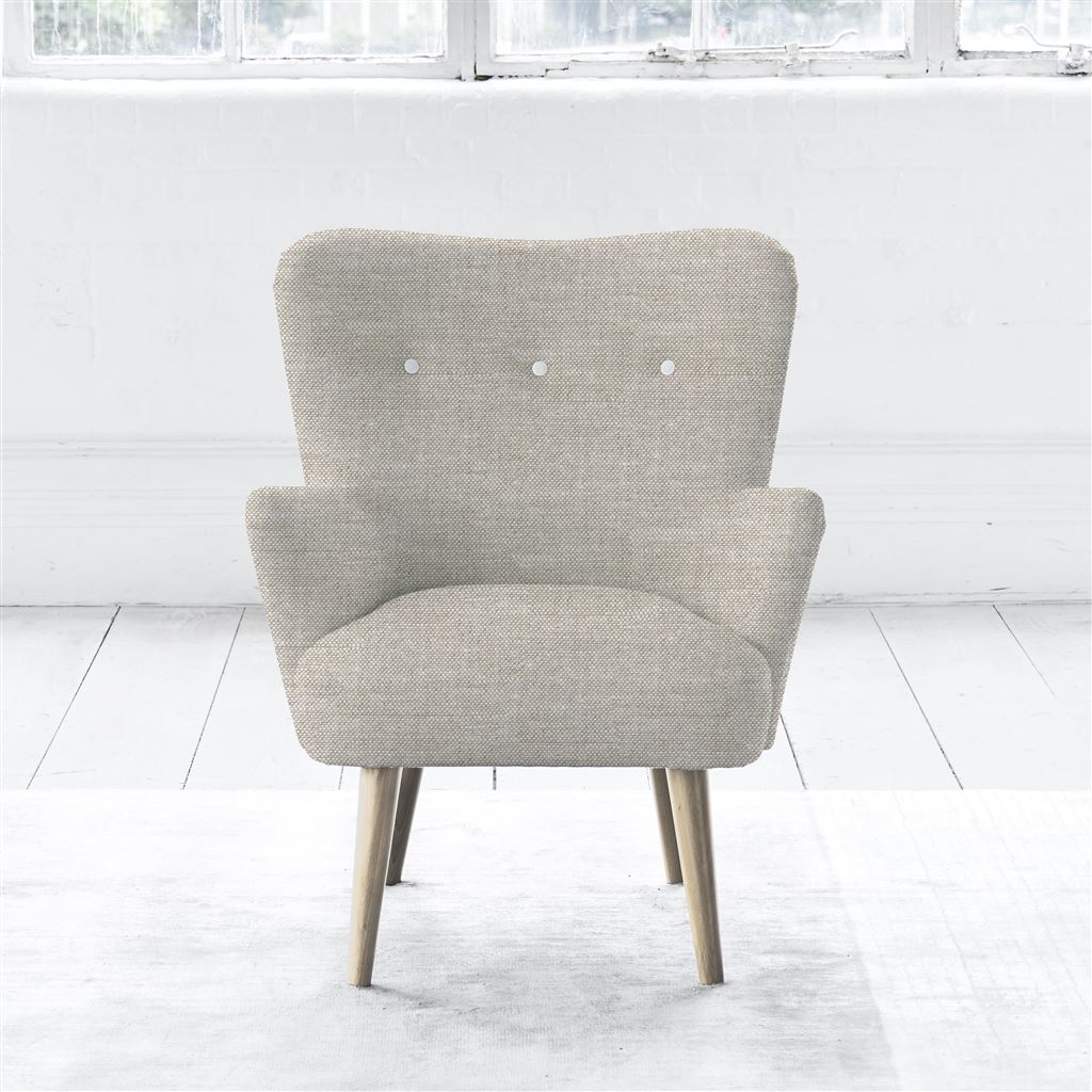 Florence Chair - White Buttonss - Beech Leg - Conway Linen