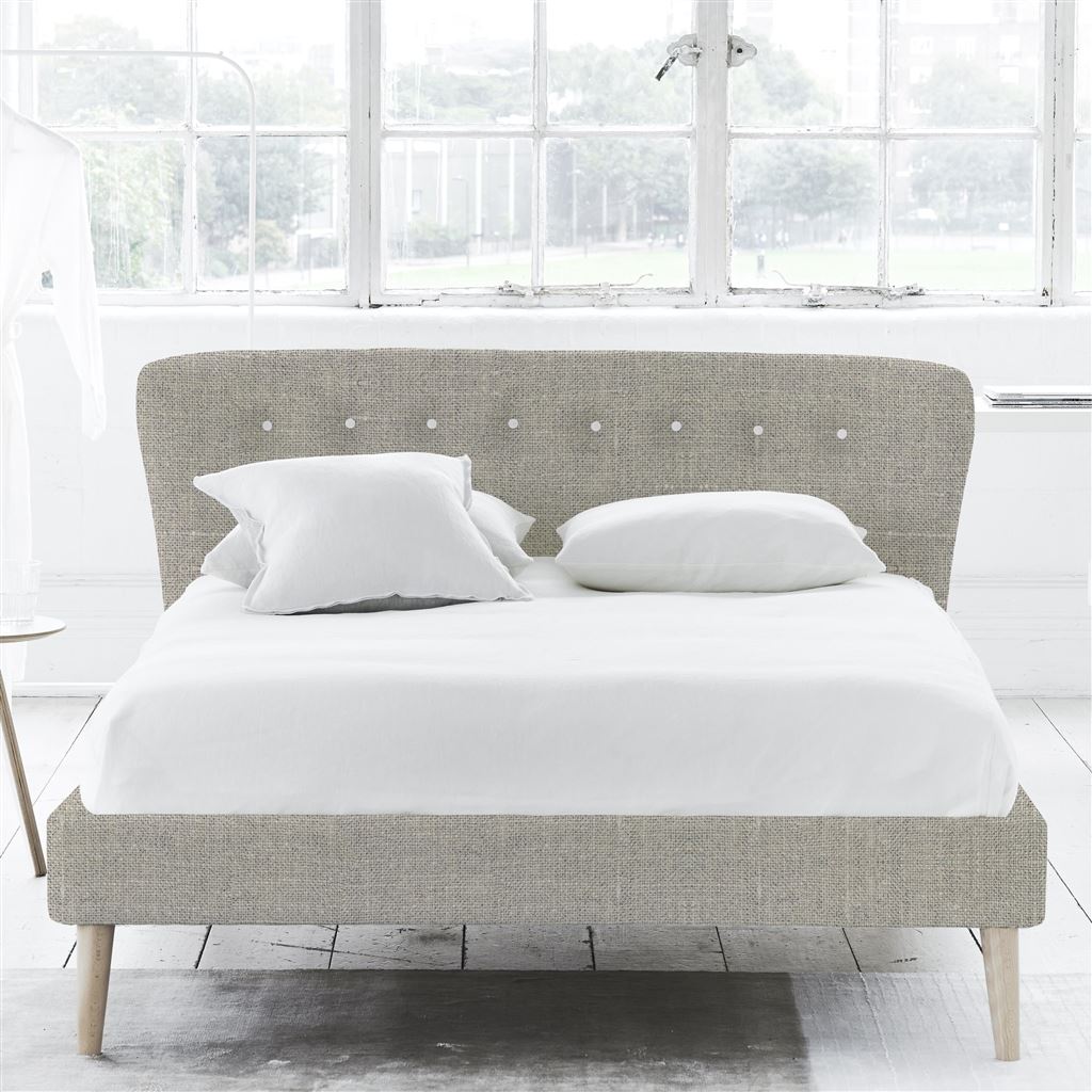 Wave Bed - White Buttons - Superking - Beech Leg - Conway Natural