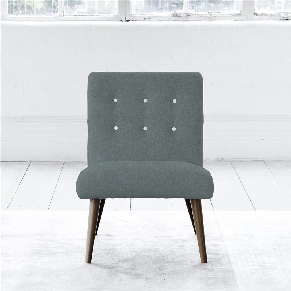Eva Chair - White Buttonss - Walnut Leg - Rothesay Aqua