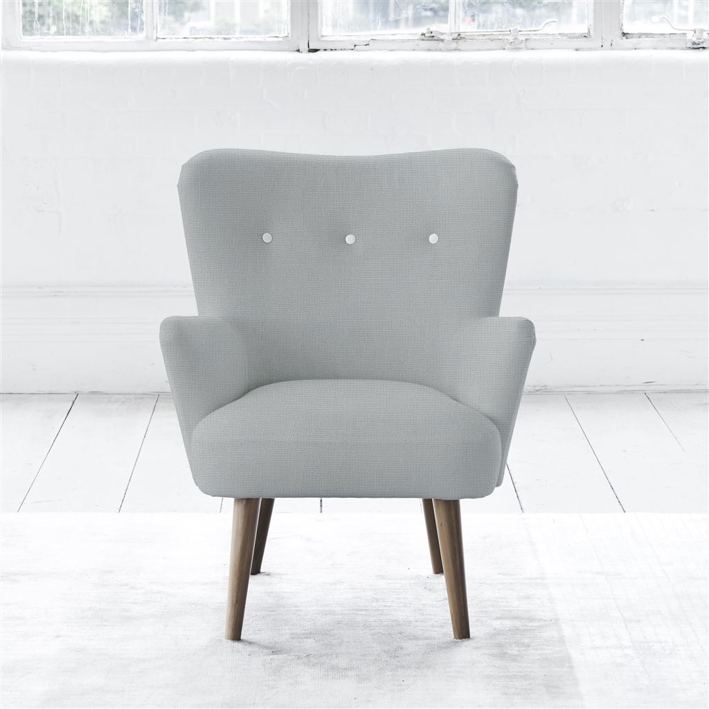 Florence Chair - White Buttonss - Walnut Leg - Conway Platinum