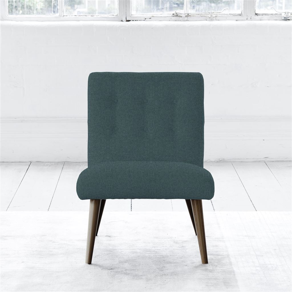 Eva Chair - Self Buttonss - Walnut Leg - Rothesay Azure