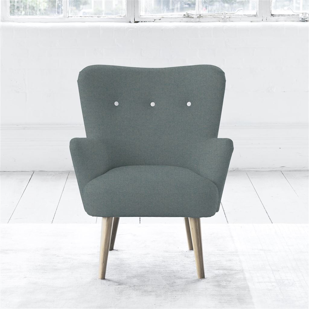 Florence Chair - White Buttonss - Beech Leg - Rothesay Aqua