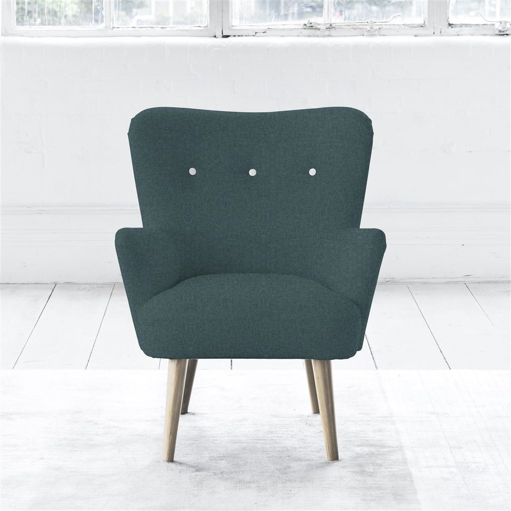 Florence Chair - White Buttonss - Beech Leg - Rothesay Azure