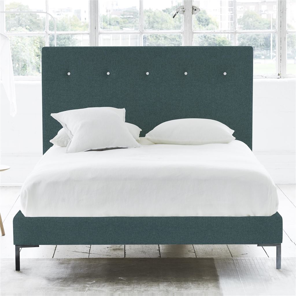 Polka Bed - White Buttons - Single - Metal Leg - Rothesay Azure