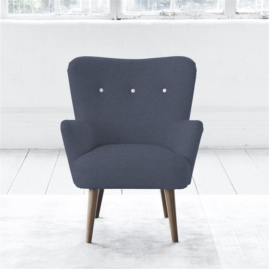 Florence Chair - White Buttonss - Walnut Leg - Rothesay Denim