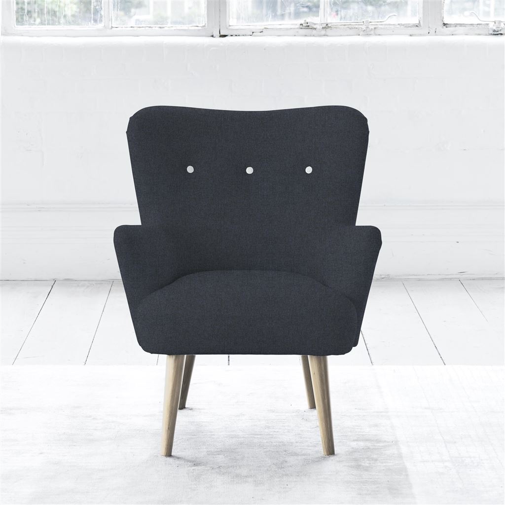 Florence Chair - White Buttonss - Beech Leg - Rothesay Indigo