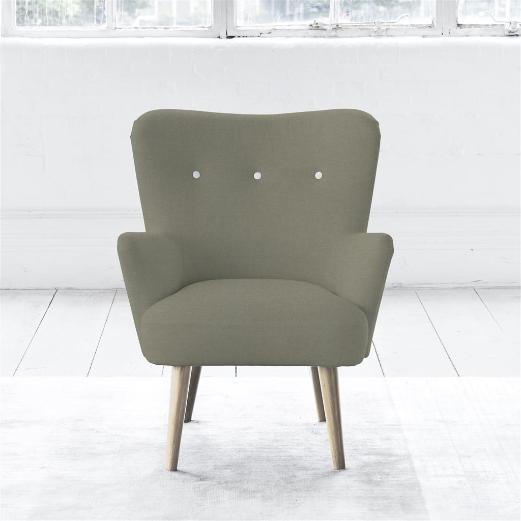 Florence Chair - White Buttonss - Beech Leg - Rothesay Linen