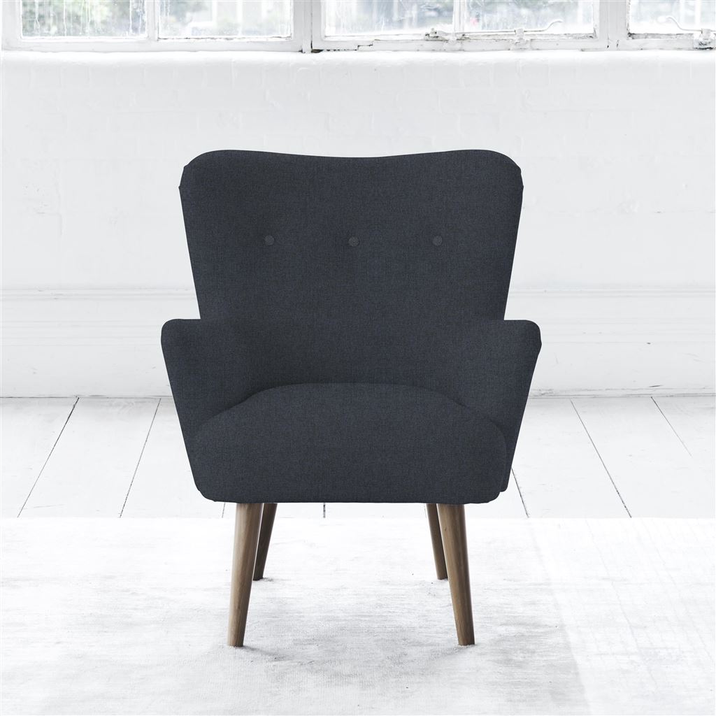Florence Chair - Self Buttonss - Walnut Leg - Rothesay Indigo