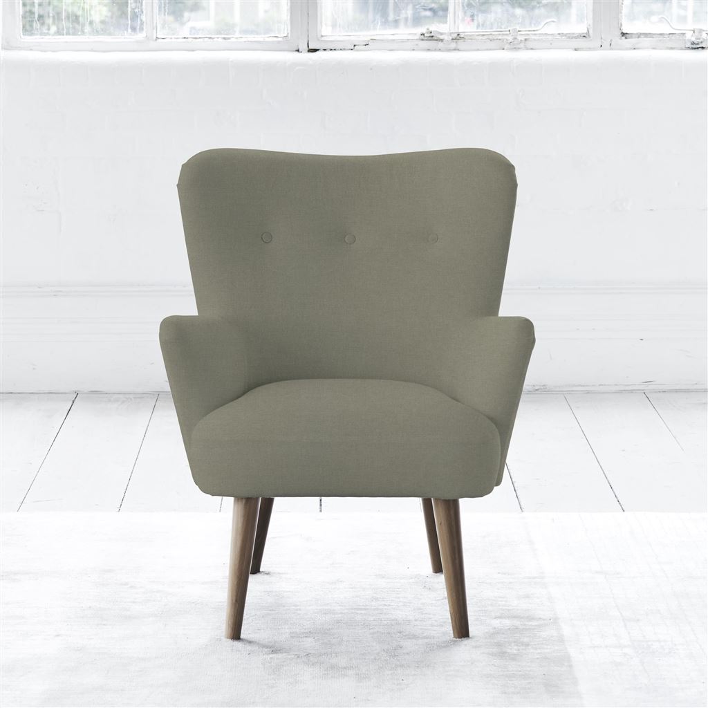 Florence Chair - Self Buttonss - Walnut Leg - Rothesay Linen