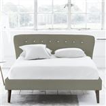 Wave Bed - White Buttons - Single - Walnut Leg - Rothesay Linen