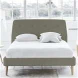 Cosmo Bed - Self Buttons - Double - Beech Leg - Rothesay Linen