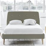Cosmo Bed - White Buttons - Double - Beech Leg - Rothesay Linen