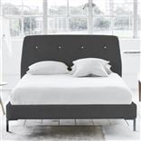 Cosmo Bed - White Buttons - Single - Metal Leg - Rothesay Smoke