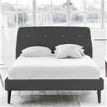 Cosmo Bed - White Buttons - Superking - Walnut Leg - Rothesay Smoke