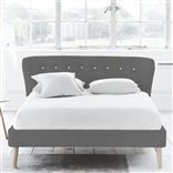 Wave Bed - White Buttons - Single - Beech Leg - Rothesay Zinc