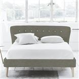 Wave Bed - White Buttons - Superking - Beech Leg - Zaragoza Driftwood