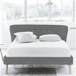 Wave Bed - White Buttons - Superking - Walnut Leg - Zaragoza Zinc