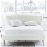 Wave Bed - White Buttons - Superking - Beech Leg - Brera Lino Oyster