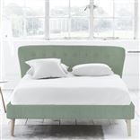 Wave Bed - Self Buttons - Superking - Beech Leg - Brera Lino Jade