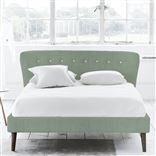 Wave Bed - White Buttons - Superking - Walnut Leg - Brera Lino Jade