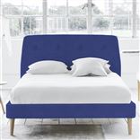 Cosmo Bed - Self Buttons - Superking - Beech Leg - Cheviot Cobalt