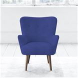 Florence Chair - Self Buttons - Walnut Leg - Cheviot Cobalt