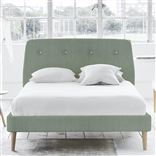 Cosmo Bed - White Buttons - Superking - Beech Leg - Brera Lino Jade