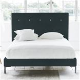 Polka Single Bed - White Buttons - Metal Legs - Cassia Mist