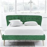 Wave Superking Bed - Self Buttons - Beech Legs - Zaragoza Emerald