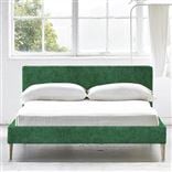 Square Low Superking Bed - Beech Legs - Zaragoza Emerald