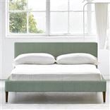 Square Low Superking Bed - Walnut Legs - Brera Lino Jade