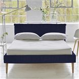 Pillow Low Bed - Double - Brera Lino Ultra Marine - Beech Leg