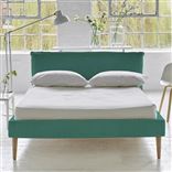 Pillow Low Bed - Double - Cassia Ocean - Beech Leg