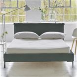 Pillow Low Bed - Double - Rothesay Aqua - Metal Leg
