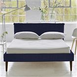 Pillow Low Bed - Double - Brera Lino Ultra Marine - Walnut Leg