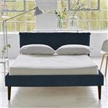 Pillow Low Bed - Double - Cassia Prussian - Walnut Leg