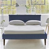 Pillow Low Bed - King  - Brera Lino Marine - Walnut Leg