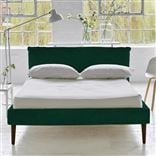 Pillow Low Bed - King  - Cassia Azure - Walnut Leg