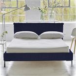 Pillow Low Bed - Superking - Brera Lino Ultra Marine - Metal Leg