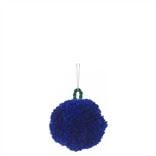 Blue & Emerald Pom Pom Bauble Christmas Ornament 