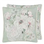 Fleur Blanche Eau De Nil Cotton Decorative Pillow
