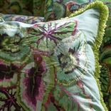 Leaf Glaze Emerald Embroidered Cotton Cushion