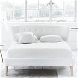 Wave Bed - White Buttons - Single - Beech Leg - Cassia Chalk
